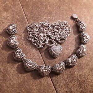 Diamond!  Heart pendant EFFY necklace with matches vintage bracelet.